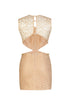 Stone Detailed Lace Mini Dress With Back Decollete